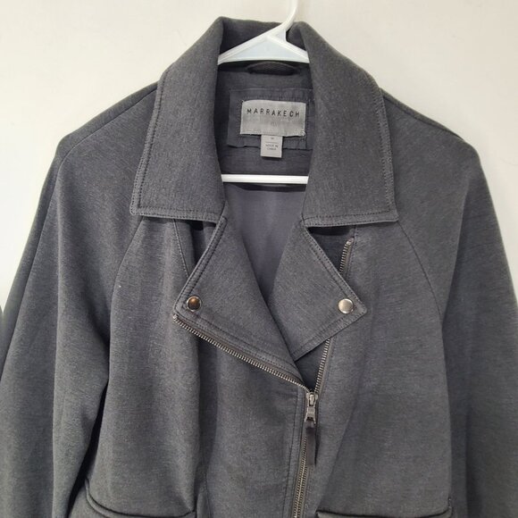 Anthropologie Marrakech Lange Jacket Grey Moto Jacket Cropped Zip Up sz Medium - Picture 4 of 9